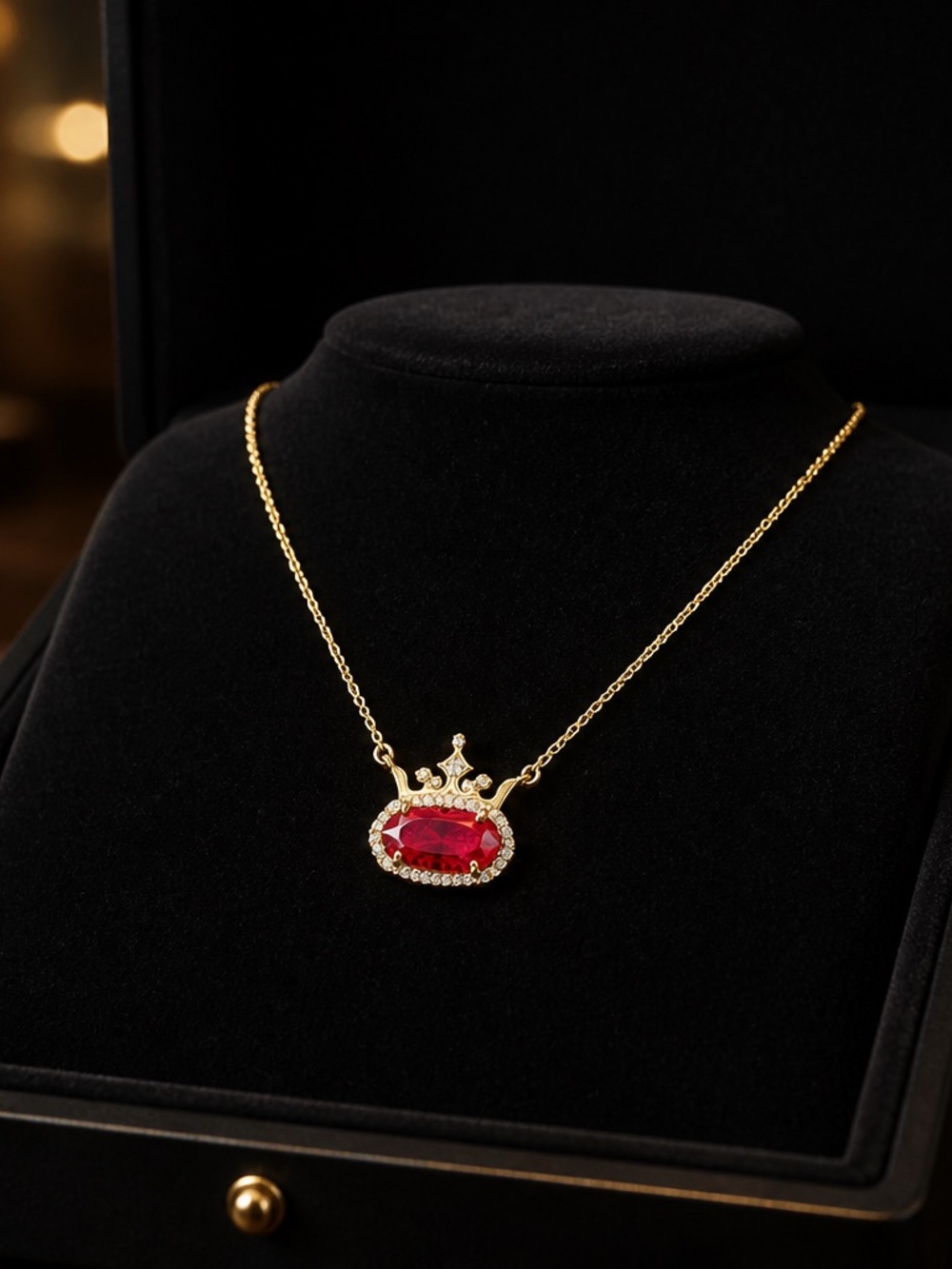 kate spade Gold Crown Necklace with Red Oval Gem